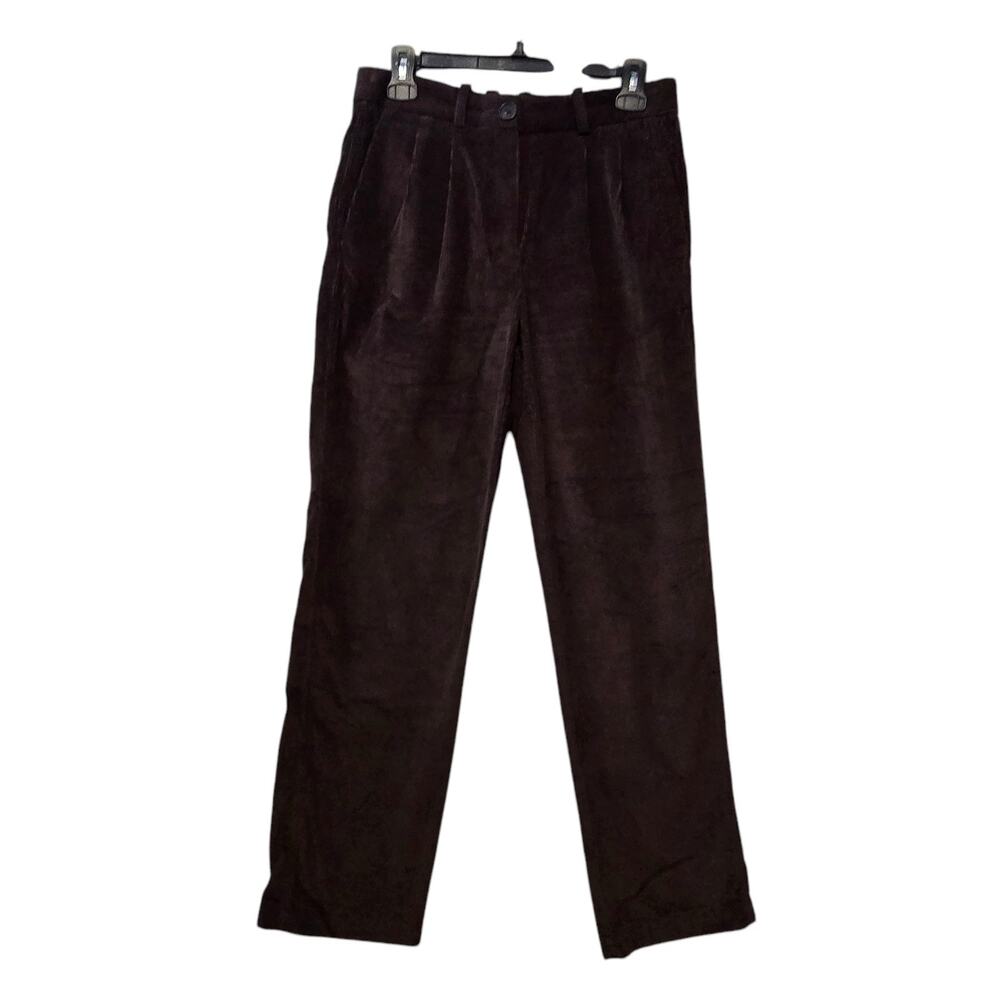 Babaton The Group Women Corduroy Pants Trouser Sz 6 Brown Pleats Academia Preppy